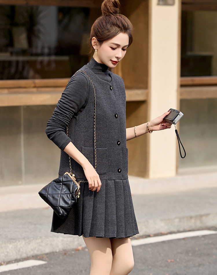 Spring dress chanelstyle sleeveless dress 2pcs set