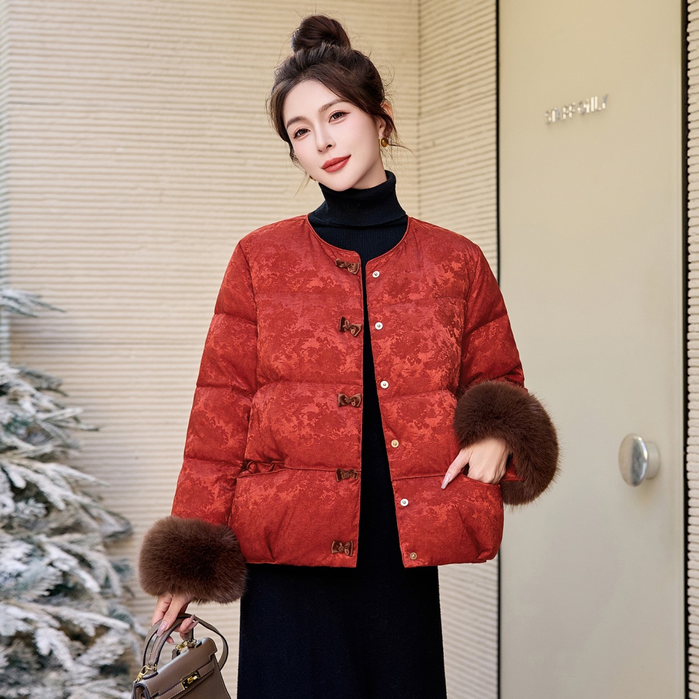 Duck down jacquard jacket winter down coat for women