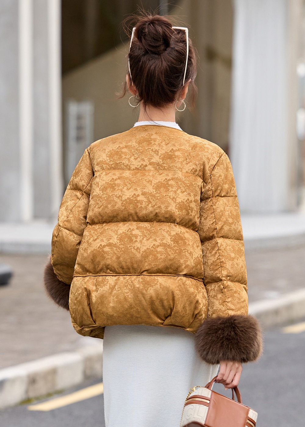 Duck down jacquard jacket winter down coat for women