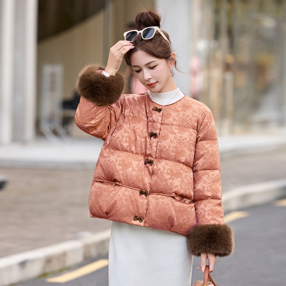 Duck down jacquard jacket winter down coat for women
