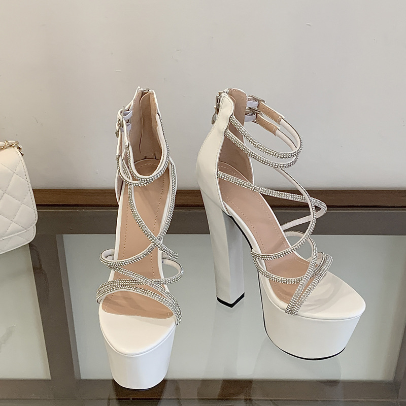 Open toe cross platform very high sandals for women