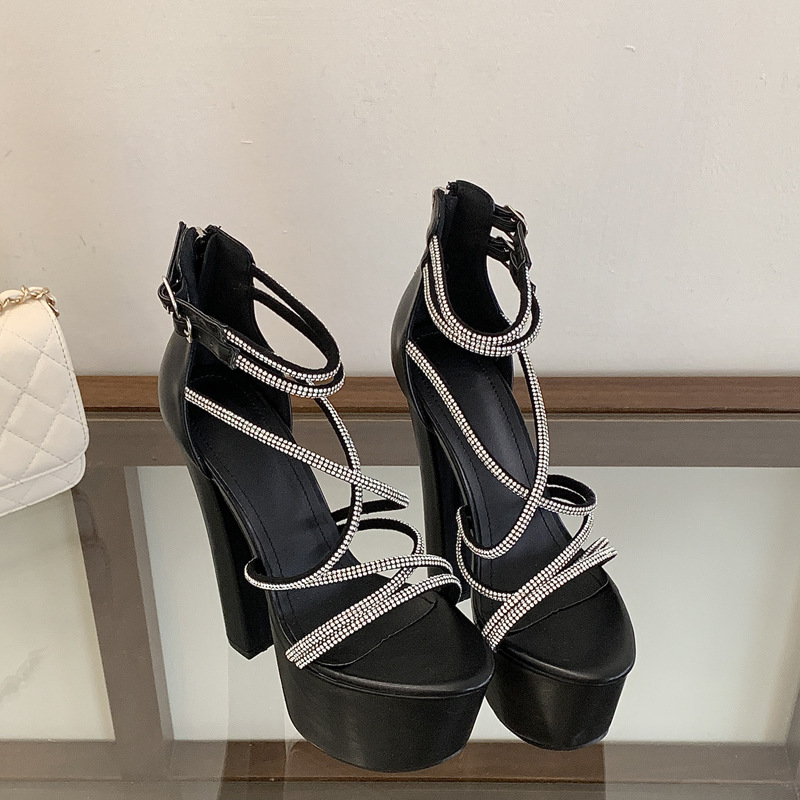 Open toe cross platform very high sandals for women