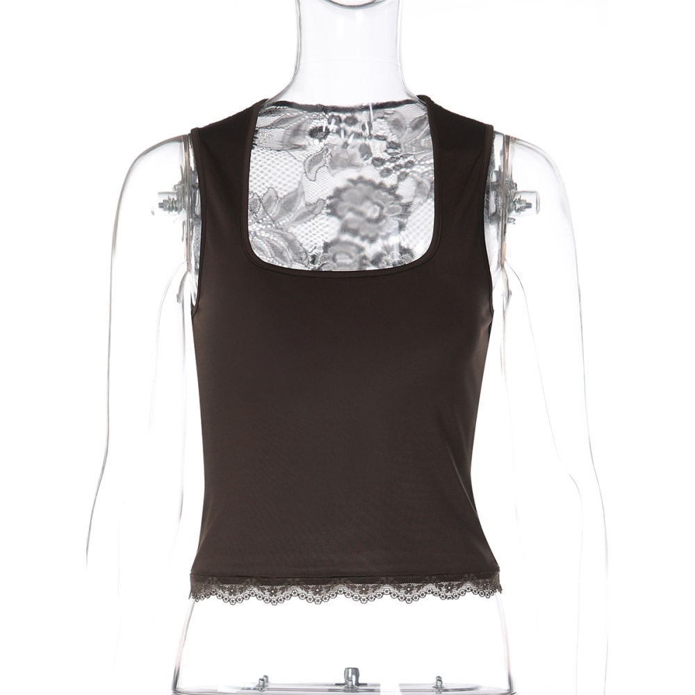 Perspective splice sexy fashion lace winter slim vest