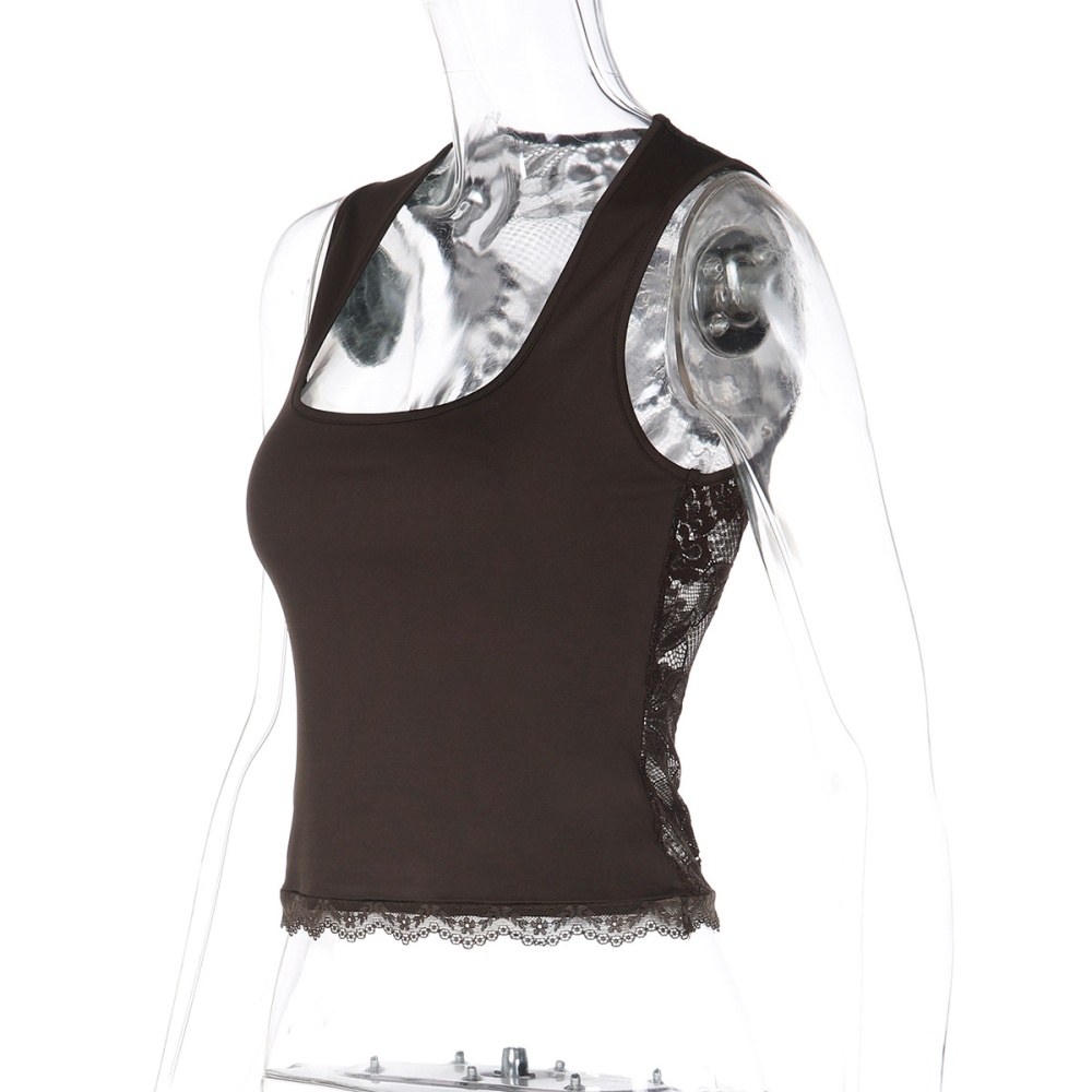 Perspective splice sexy fashion lace winter slim vest