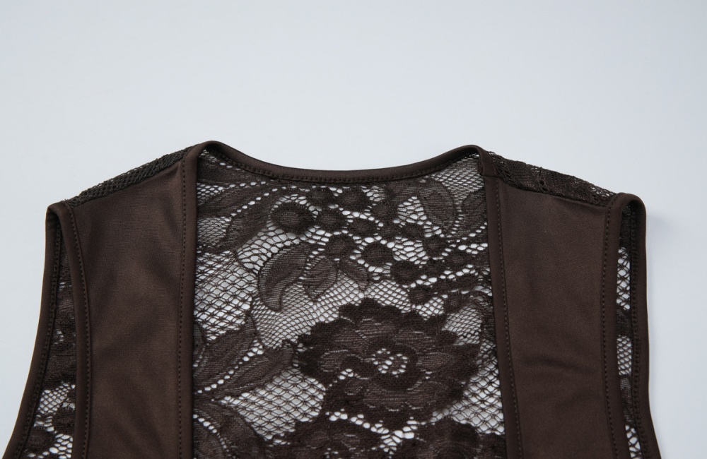 Perspective splice sexy fashion lace winter slim vest