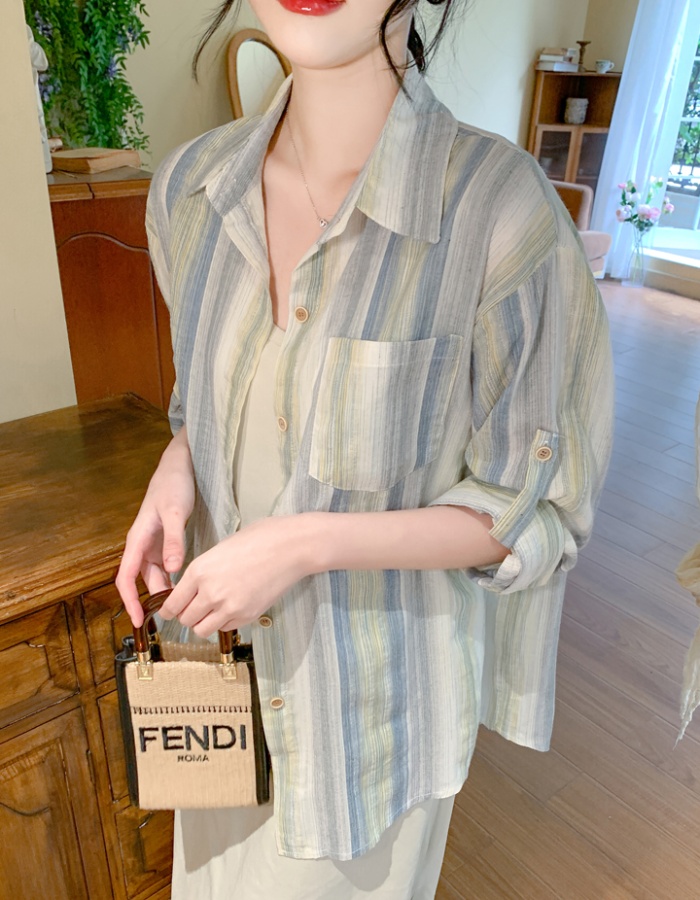 Long sleeve spring sunscreen coat long loose shirt