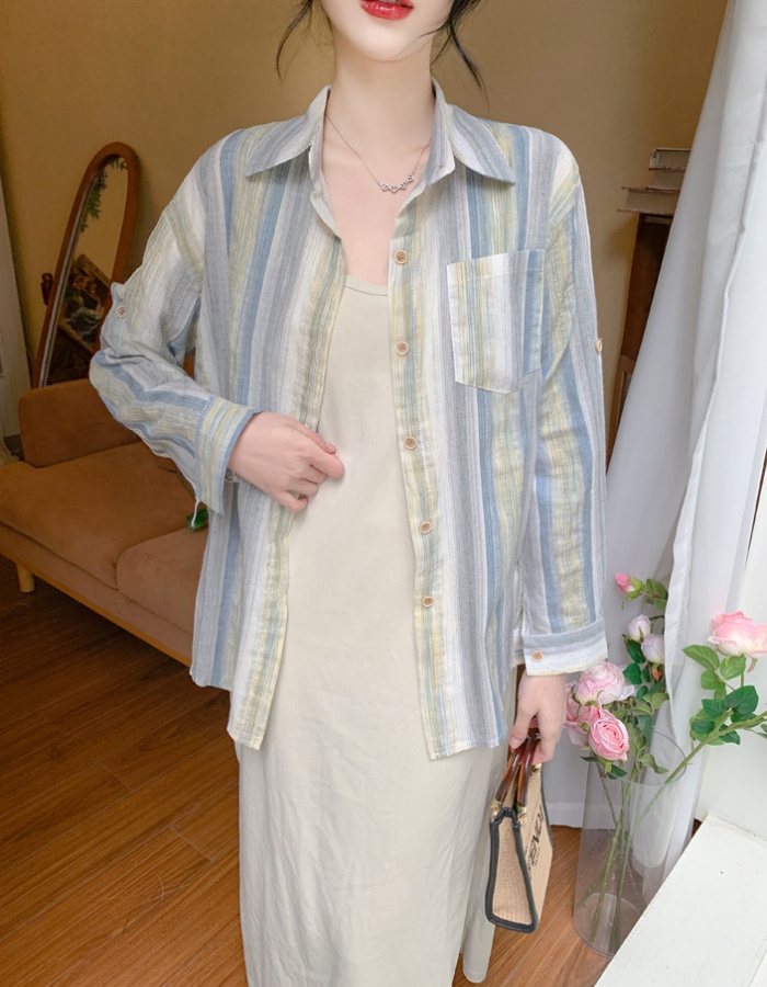 Long sleeve spring sunscreen coat long loose shirt