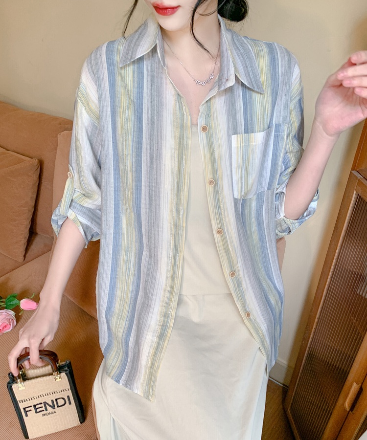 Long sleeve spring sunscreen coat long loose shirt