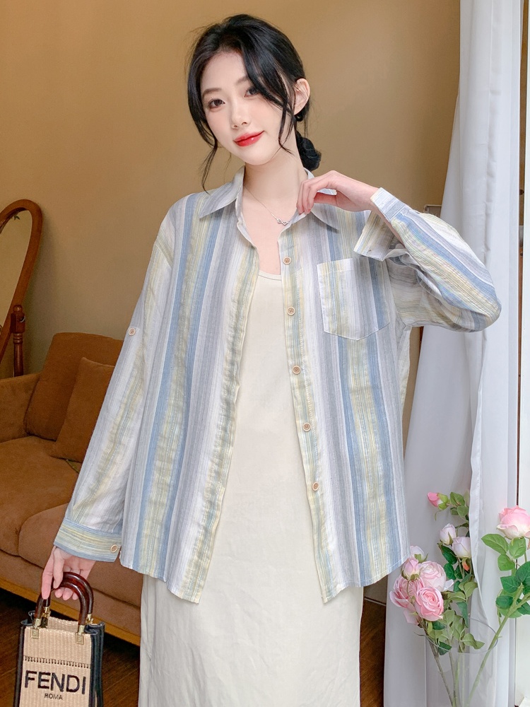 Long sleeve spring sunscreen coat long loose shirt