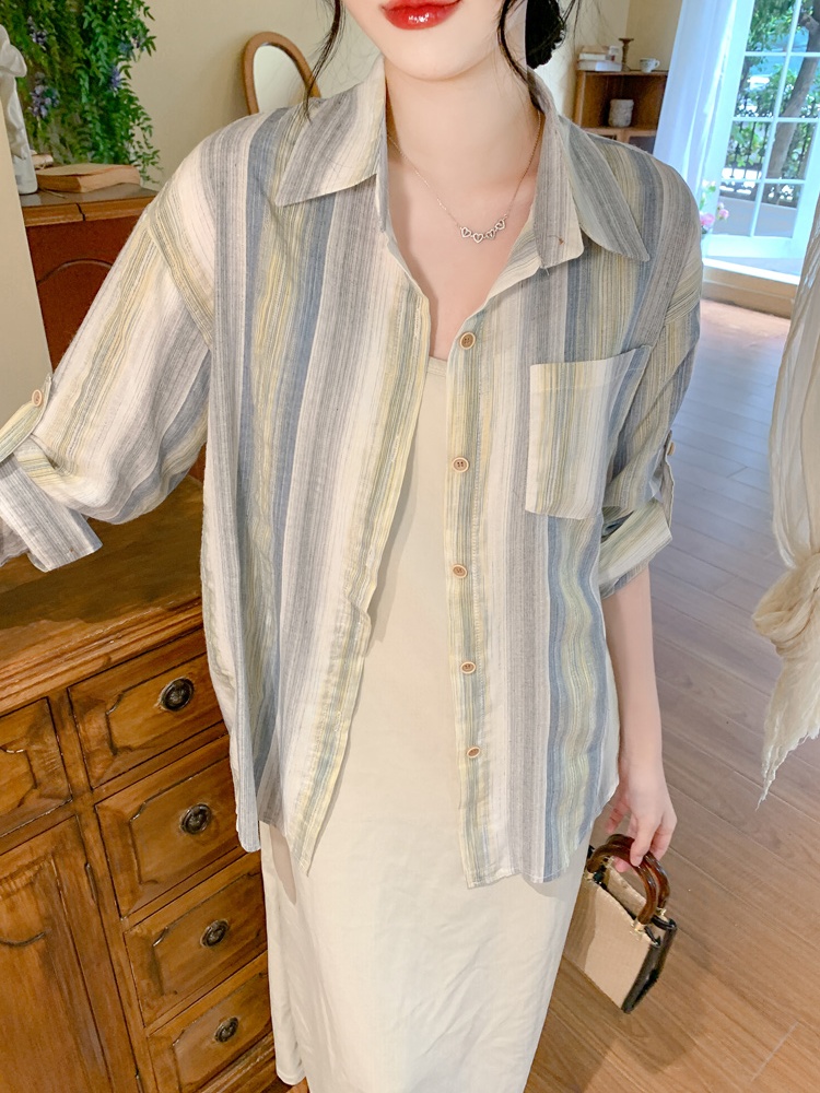 Long sleeve spring sunscreen coat long loose shirt