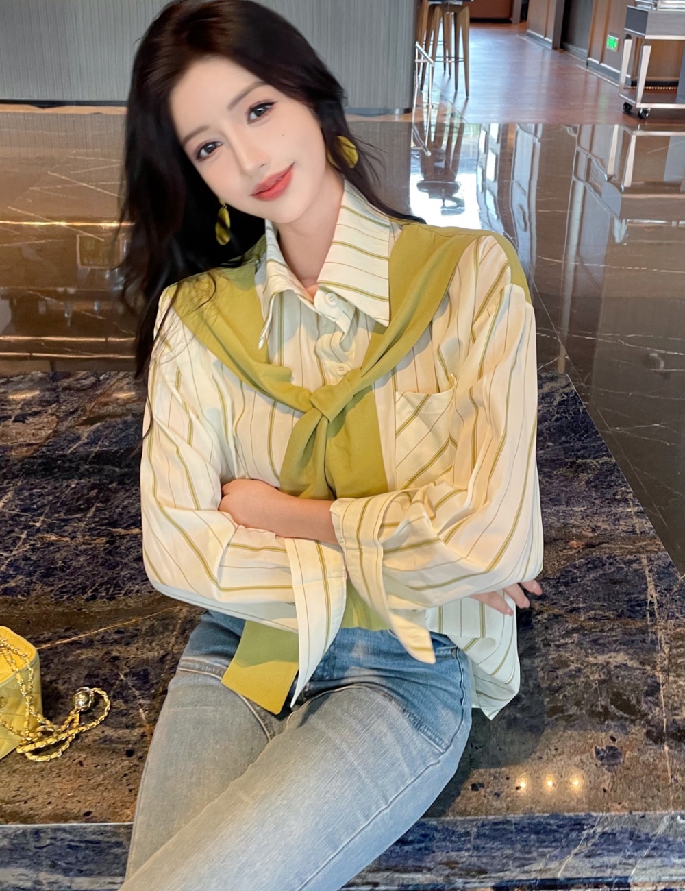 Unique profession niche tops stripe long sleeve spring shawl