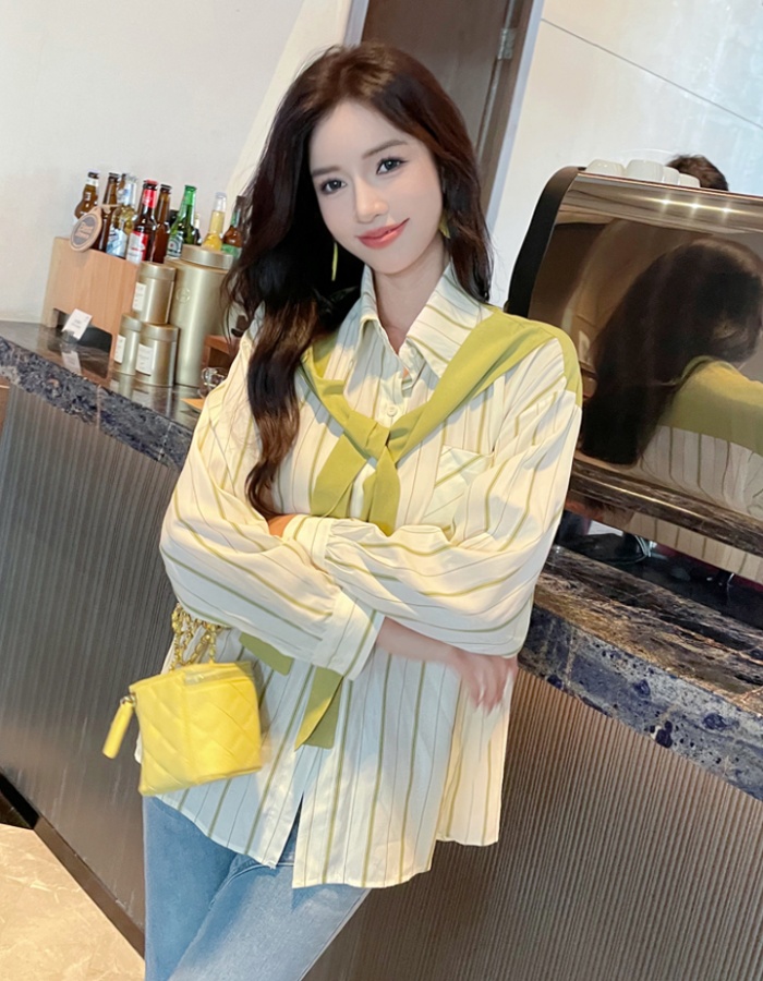 Unique profession niche tops stripe long sleeve spring shawl