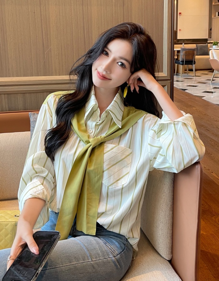 Unique profession niche tops stripe long sleeve spring shawl