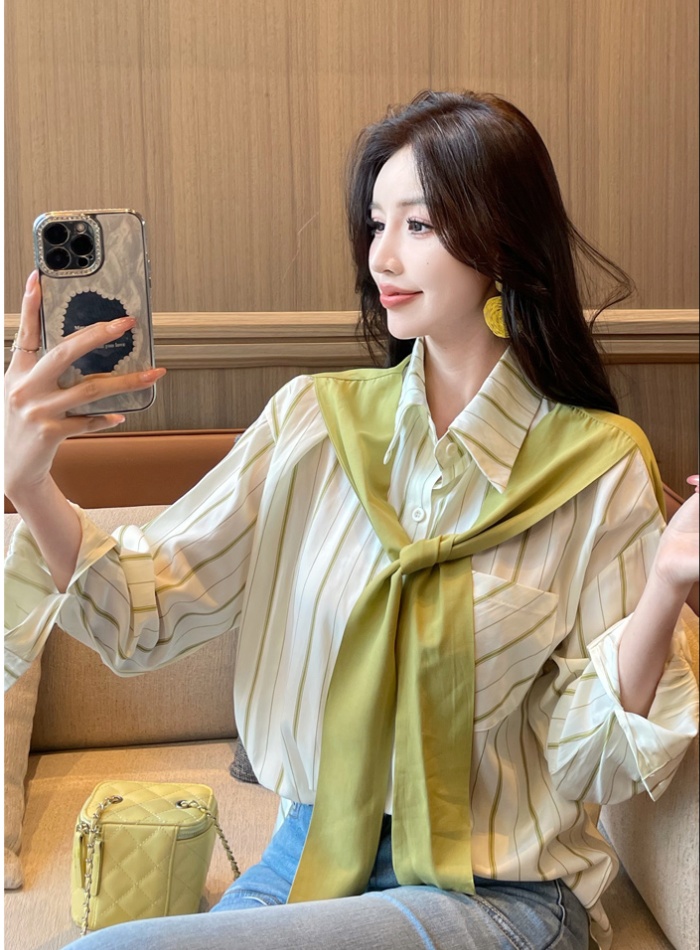 Unique profession niche tops stripe long sleeve spring shawl