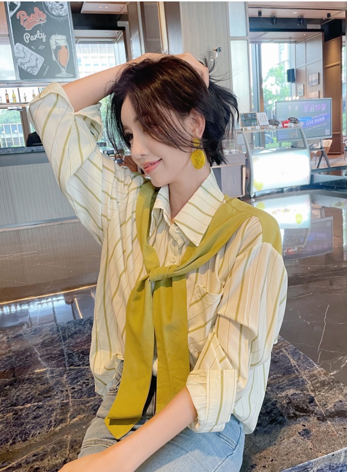 Unique profession niche tops stripe long sleeve spring shawl