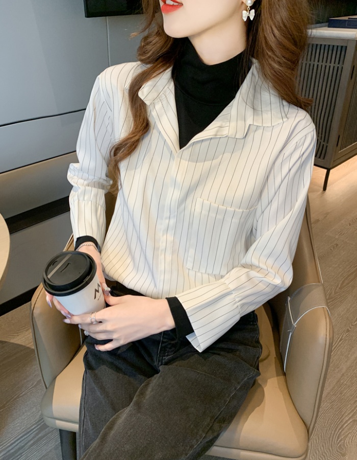 Spring commuting shirt Pseudo-two France style tops