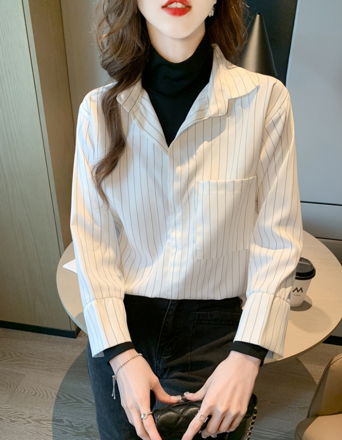 Spring commuting shirt Pseudo-two France style tops