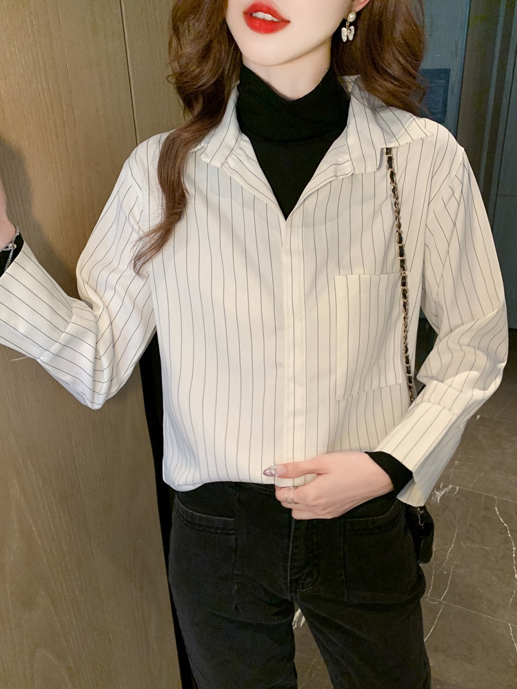 Spring commuting shirt Pseudo-two France style tops