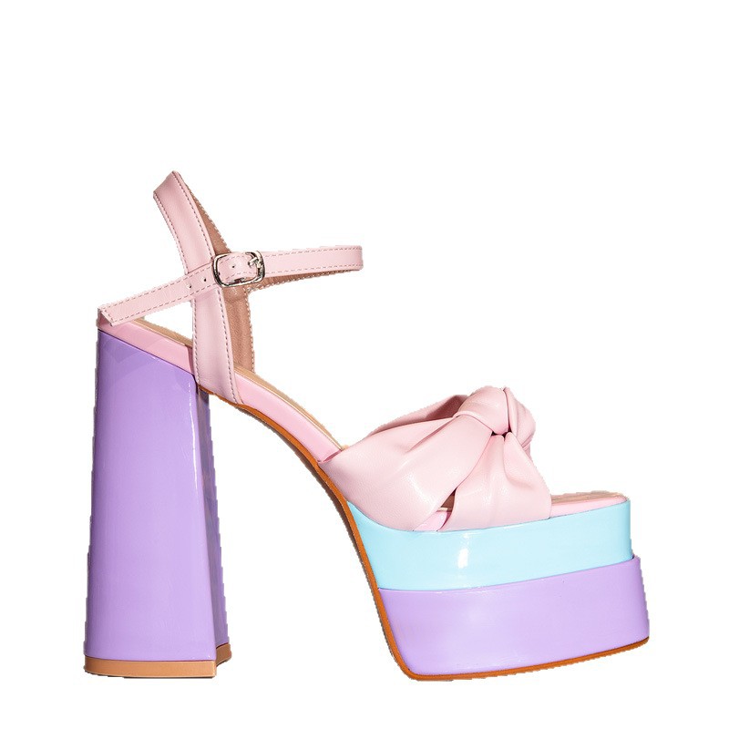 Thick sandals European style high-heeled shoes for women