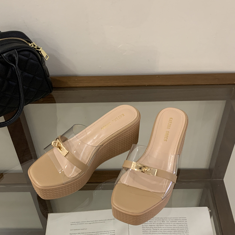 Thick crust high-heeled slippers slipsole platform for women