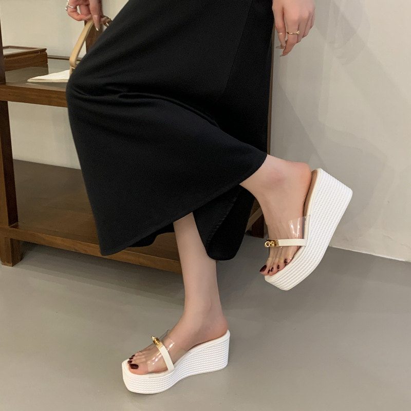 Thick crust high-heeled slippers slipsole platform for women