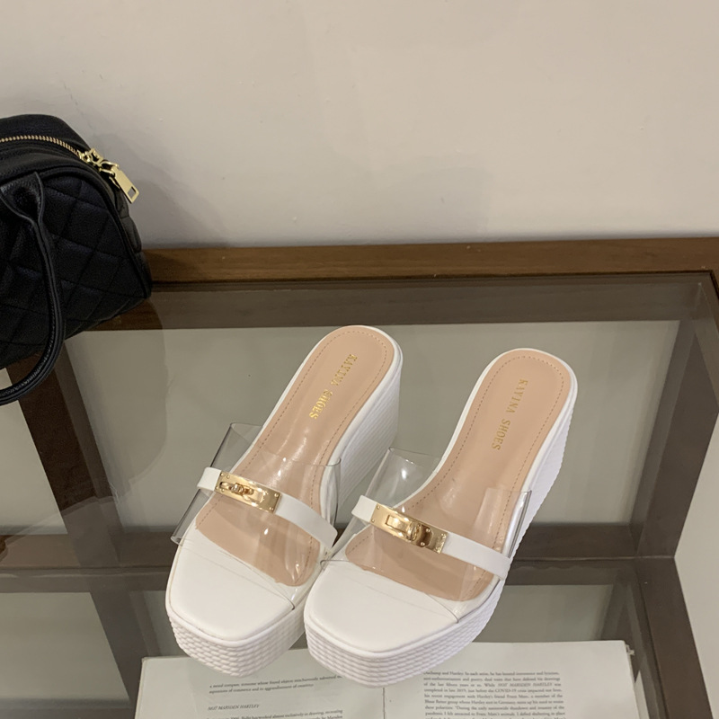 Thick crust high-heeled slippers slipsole platform for women