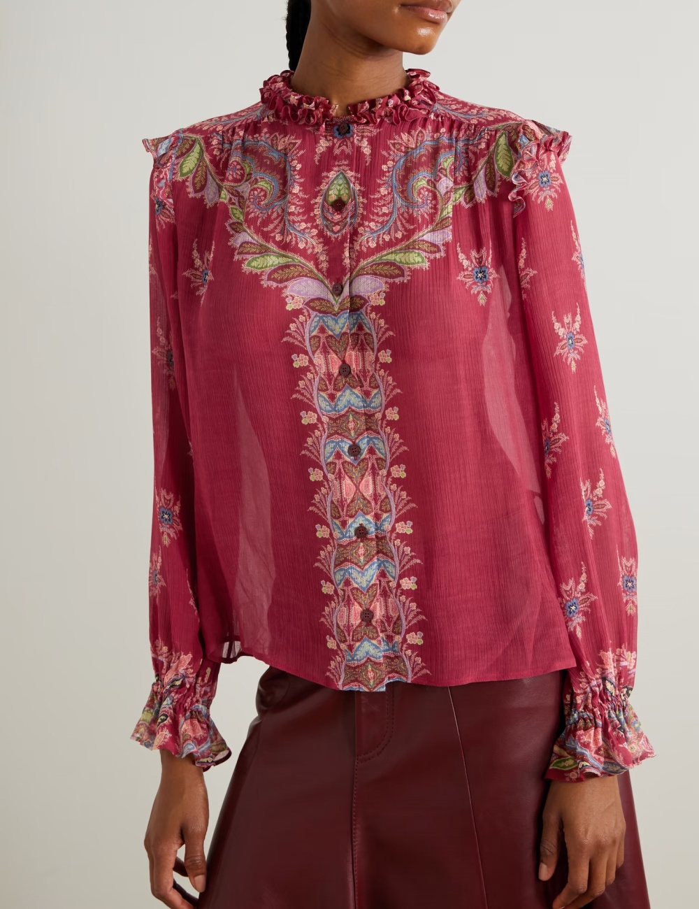 Retro lotus leaf edges shirt chiffon long skirt 2pcs set