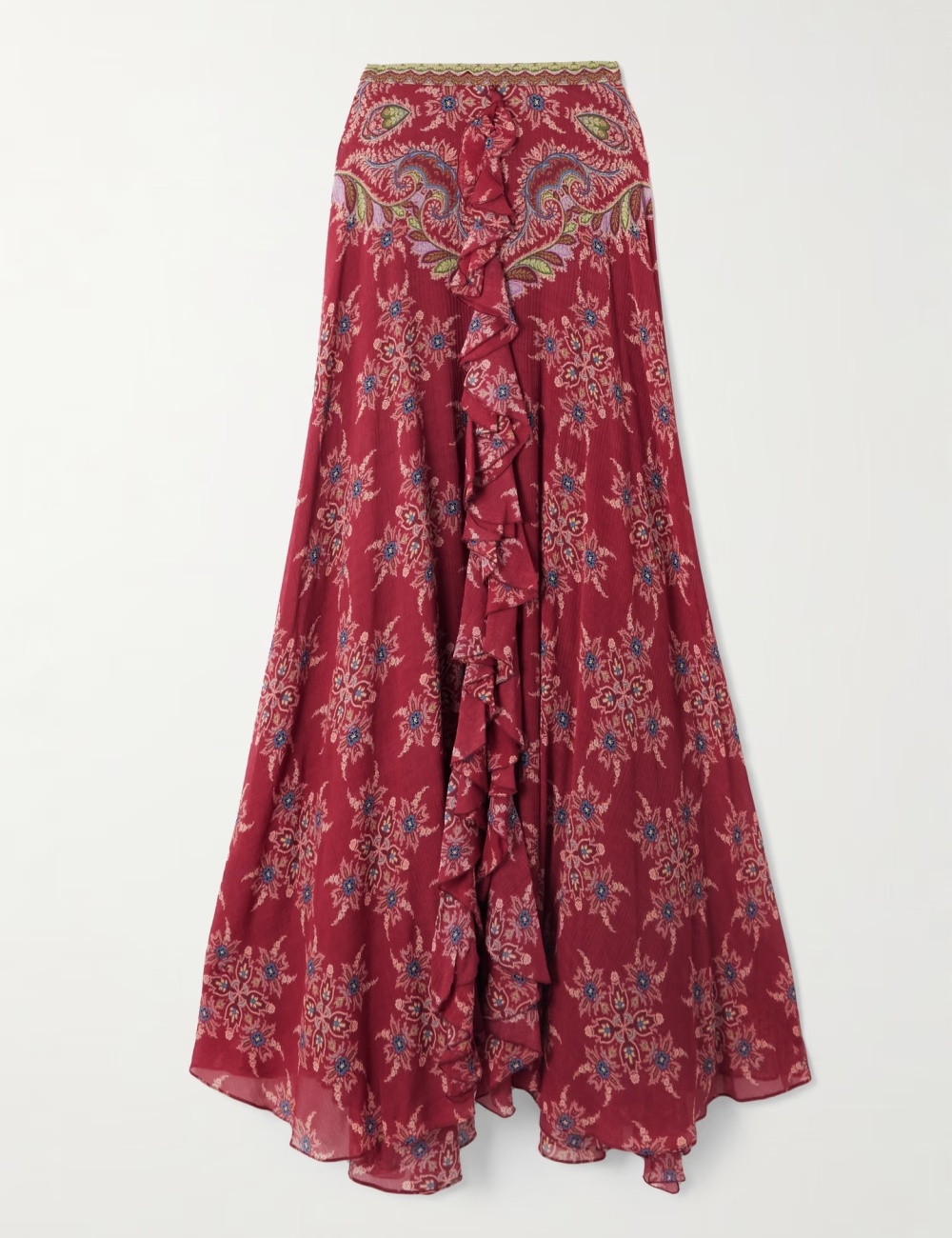 Retro lotus leaf edges shirt chiffon long skirt 2pcs set