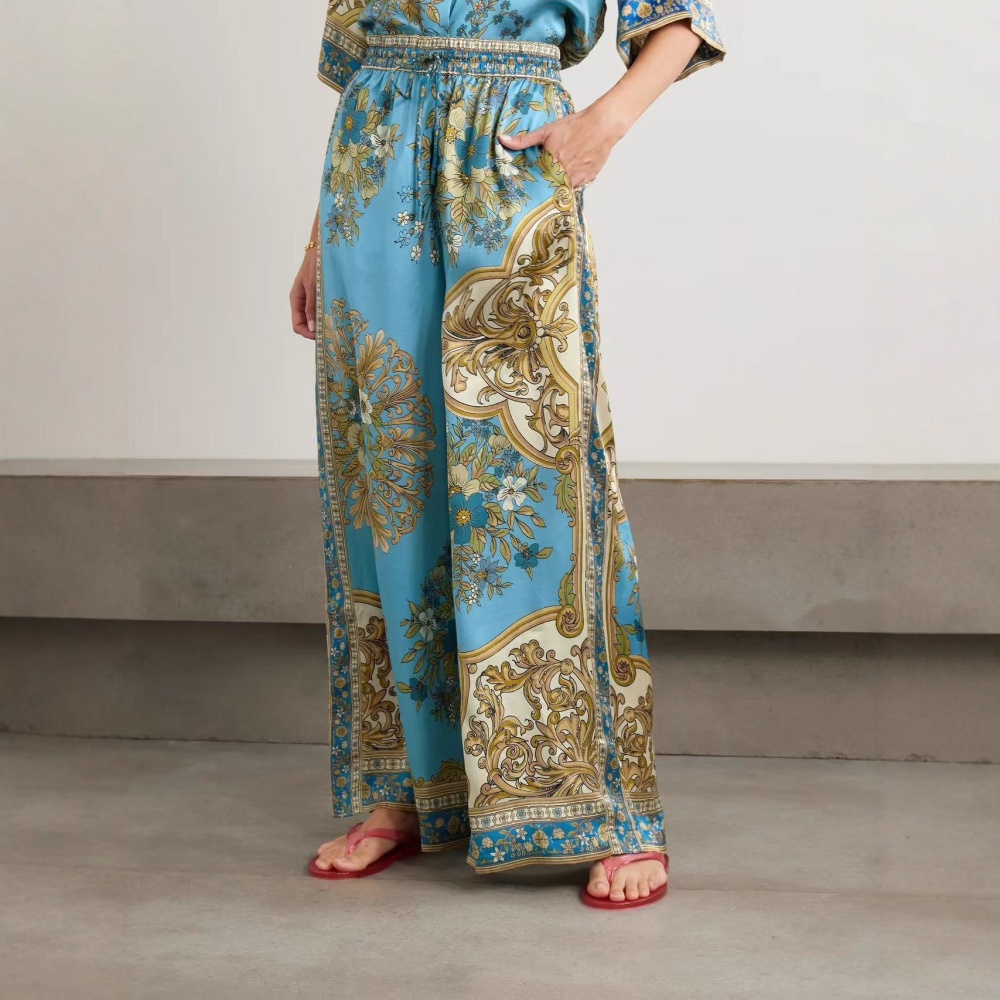 Casual at home shirt satin long pants a set