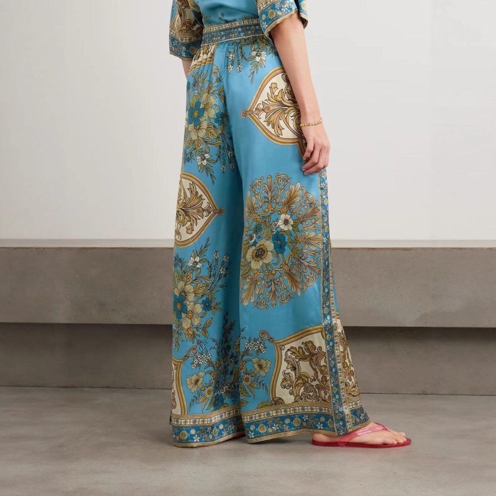 Casual at home shirt satin long pants a set