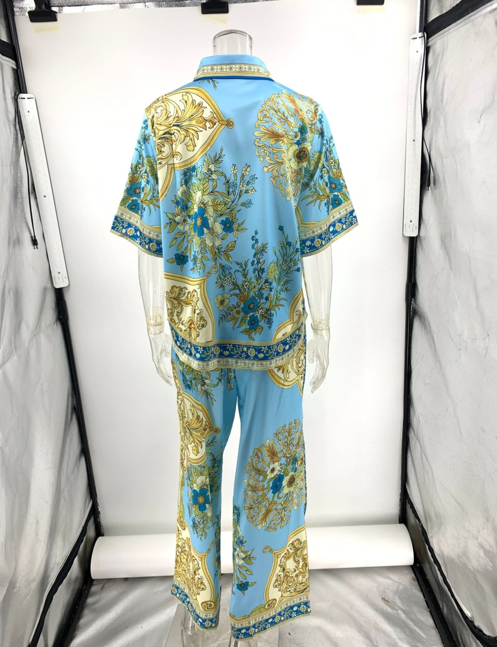 Casual at home shirt satin long pants a set