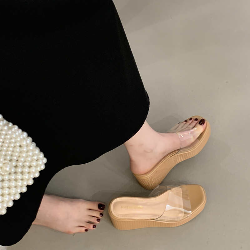 Open toe fish mouth platform thick crust wears outside slippers