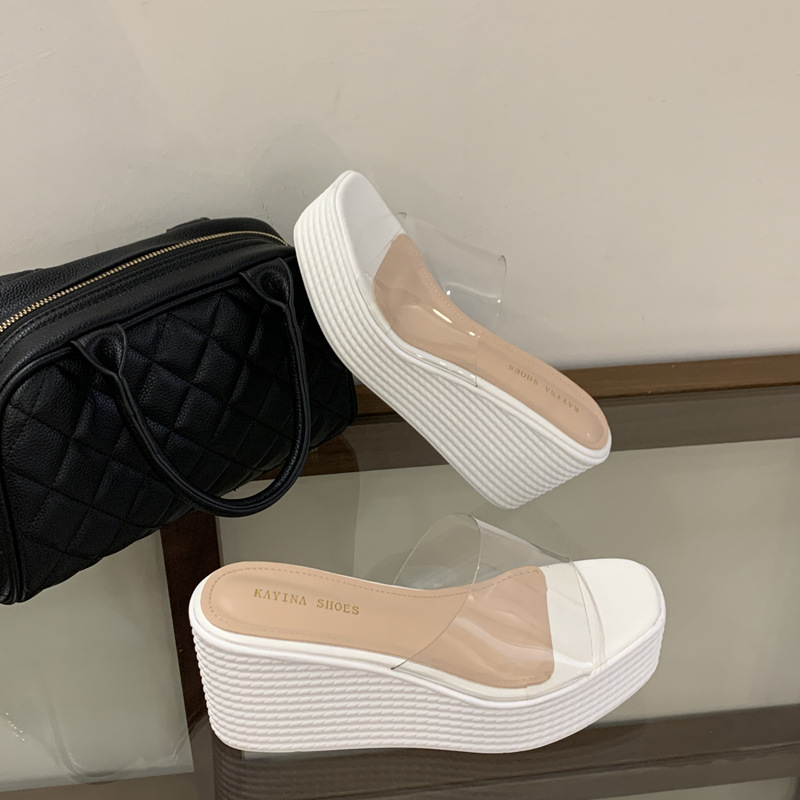 Open toe fish mouth platform thick crust wears outside slippers