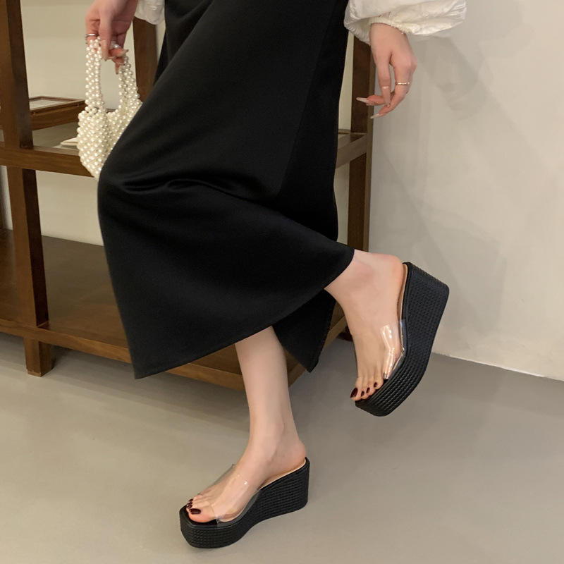 Open toe fish mouth platform thick crust wears outside slippers