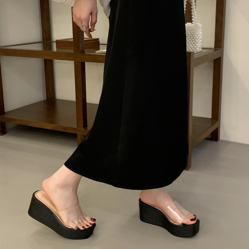 Open toe fish mouth platform thick crust wears outside slippers