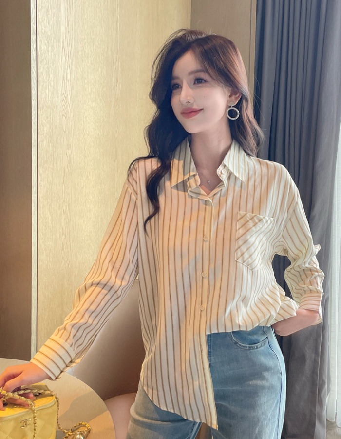 Lapel profession tops all-match long sleeve shirt