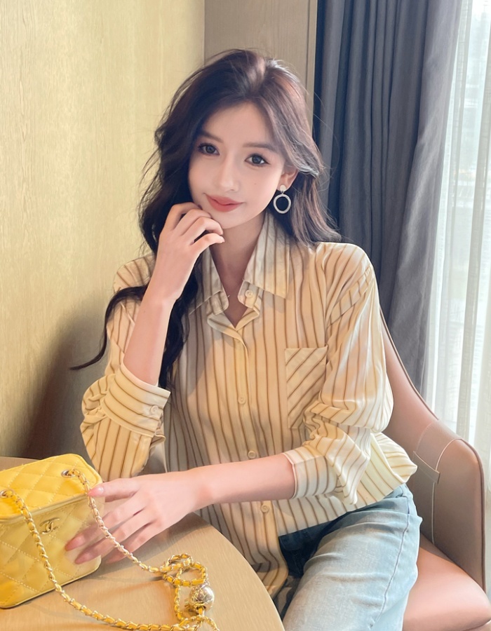 Lapel profession tops all-match long sleeve shirt