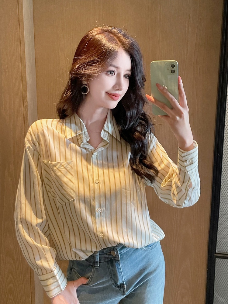 Lapel profession tops all-match long sleeve shirt