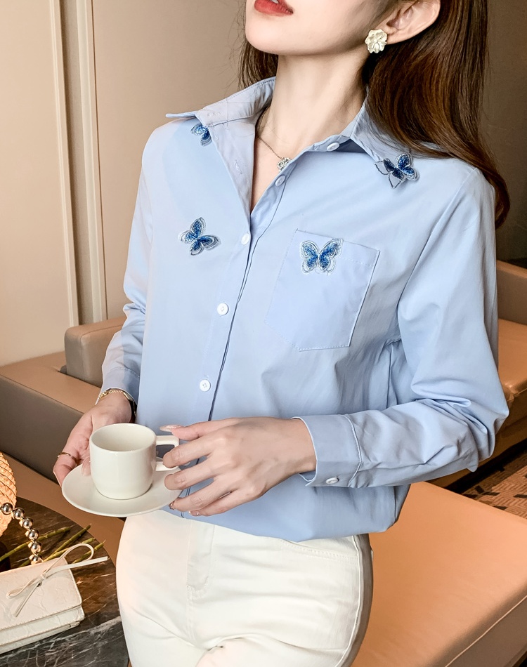 Korean style niche loose shirt Casual butterfly tops for women
