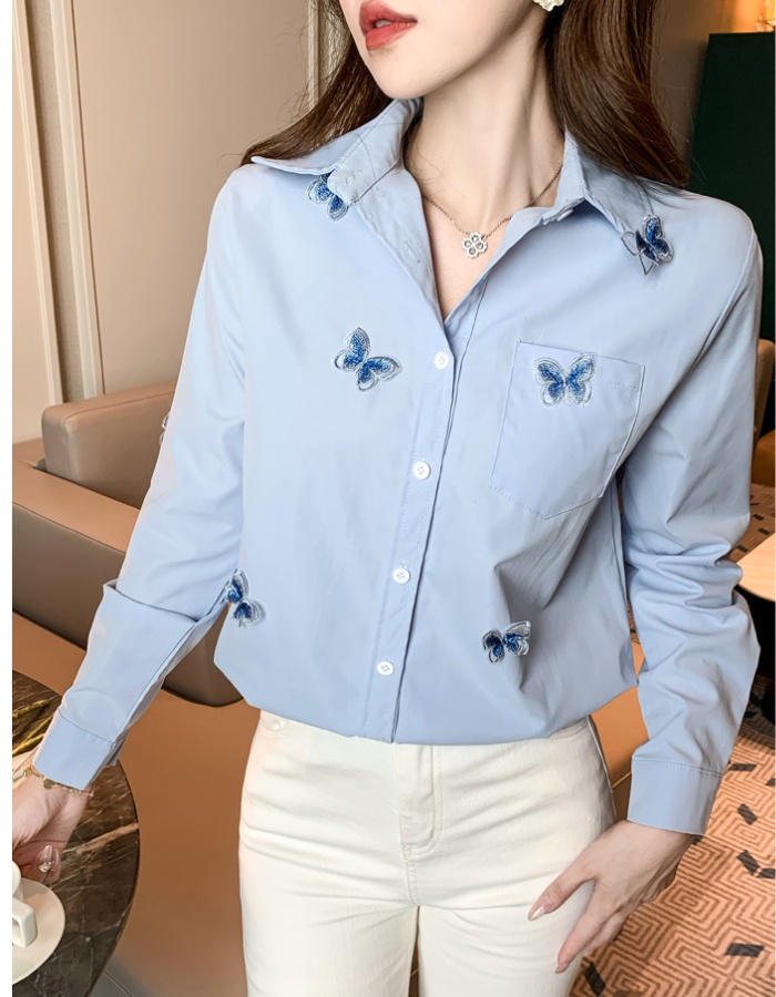 Korean style niche loose shirt Casual butterfly tops for women