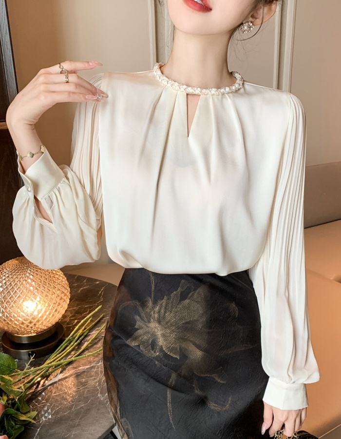 Spring chiffon profession tops crimp retro shirt