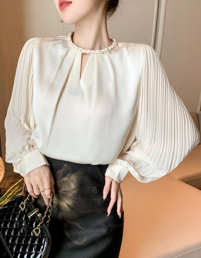 Spring chiffon profession tops crimp retro shirt