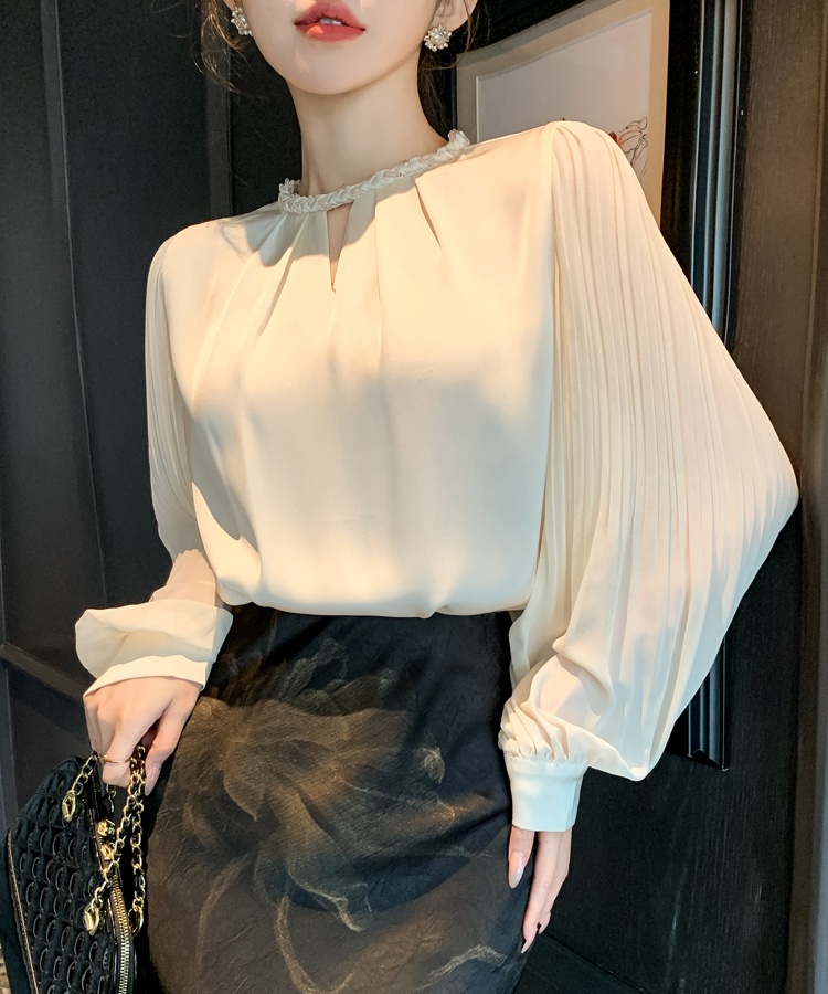 Spring chiffon profession tops crimp retro shirt