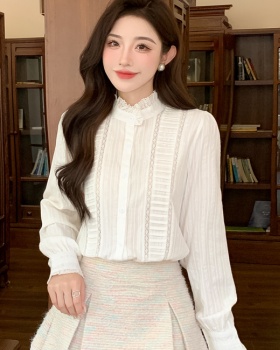 Spring all-match shirt embroidery court style tops