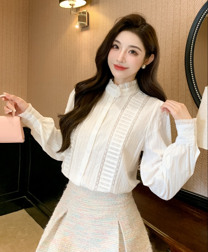 Spring all-match shirt embroidery court style tops