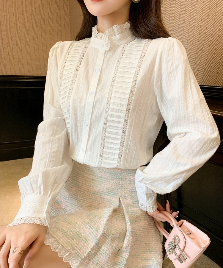 Spring all-match shirt embroidery court style tops