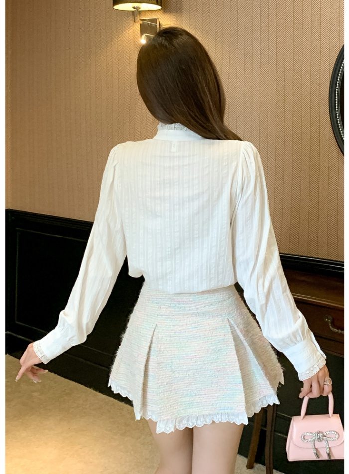 Spring all-match shirt embroidery court style tops