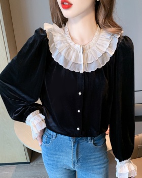 Embroidery commuting tops lace profession small shirt