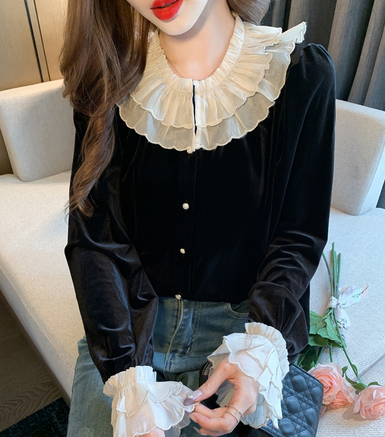 Embroidery commuting tops lace profession small shirt