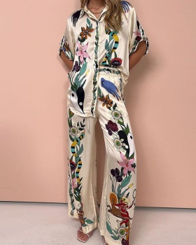 Vacation European style fashion wide leg pants a set